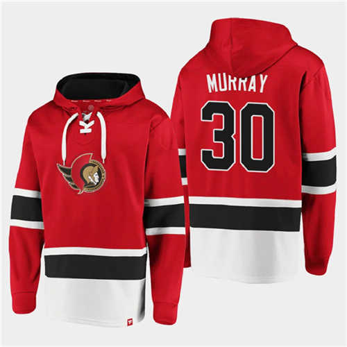 Ottawa Senators #30 Matt Murray Red Ageless Must-Have Lace-Up Pullover Hoodie